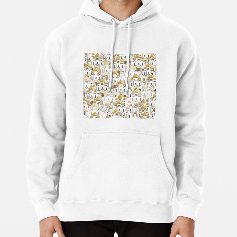 Golden Russian Cathedral Church pattern  Pullover Hoodie