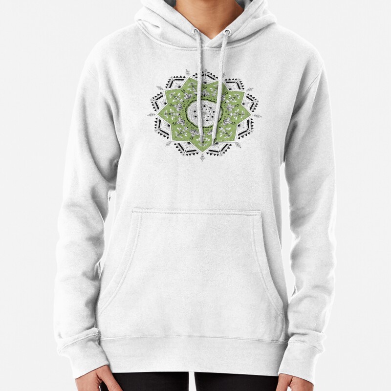 Star Mandala Green Pullover Hoodie