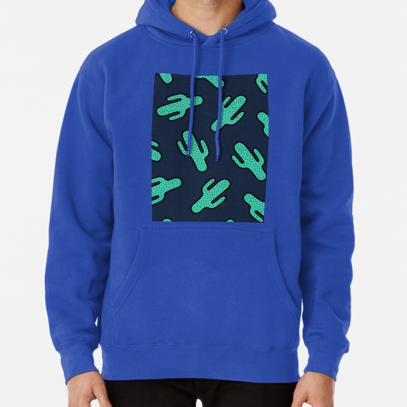 Neon Wild West Cactus Pattern Pullover Hoodie