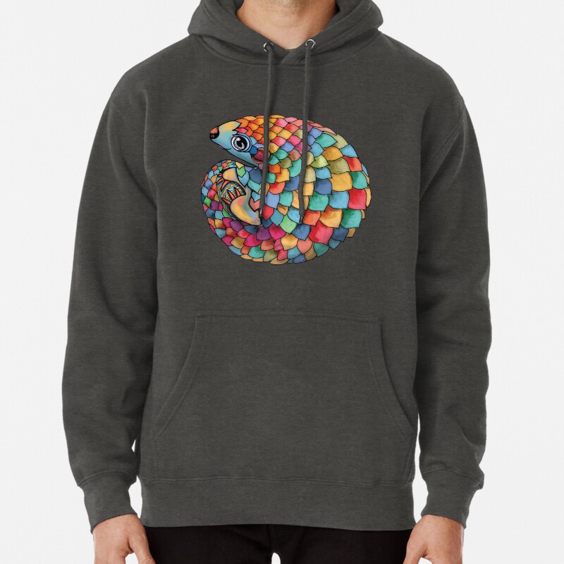Rainbow Pangolin Pullover Hoodie