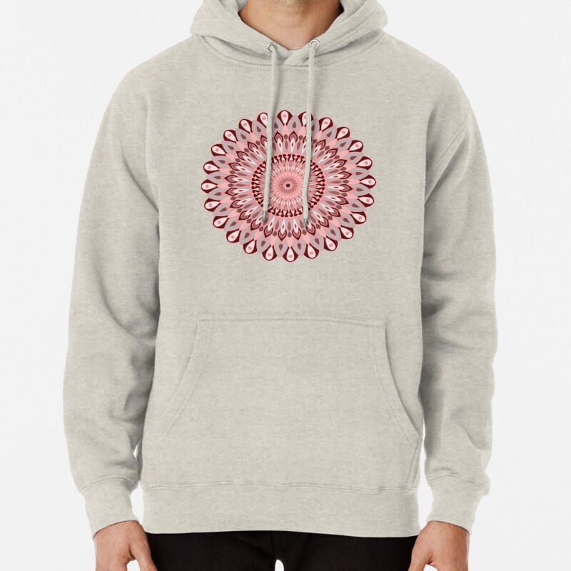 Pink and grey mandala Pullover Hoodie