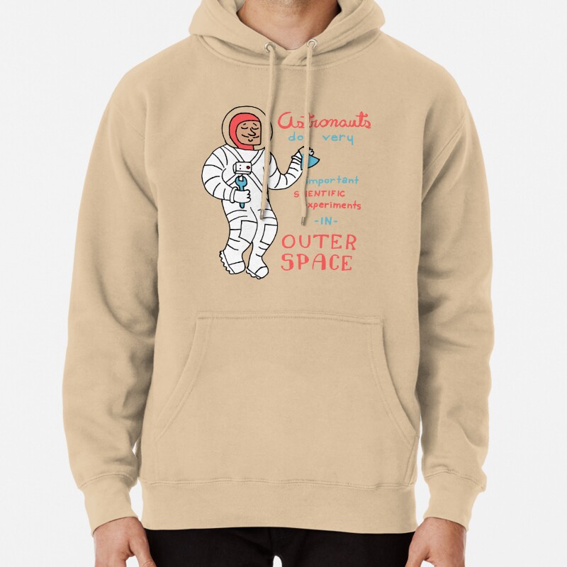 Scientific Astronauts - funny cartoon drawing with handwritten text Pullover Hoodie