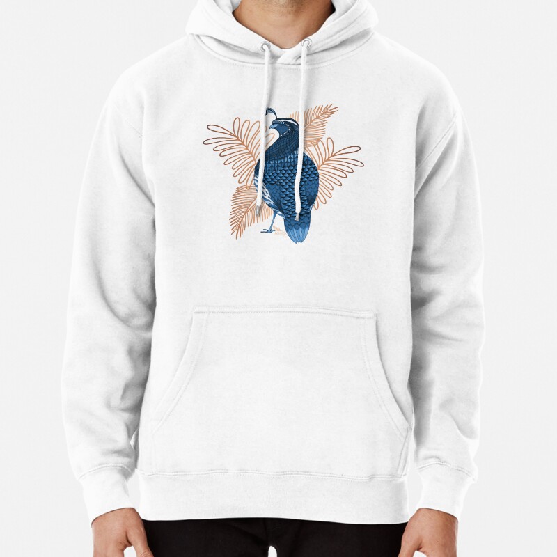 Quail Spirit Animal, Cyan and Copper Variation Pullover Hoodie