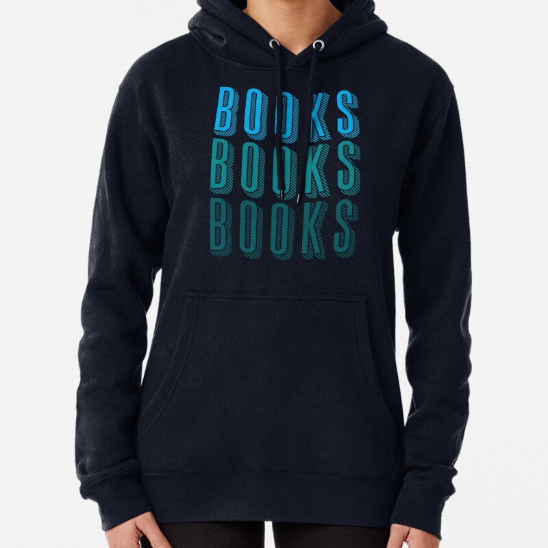 BOOKS BOOKS BOOKS in blue Pullover Hoodie