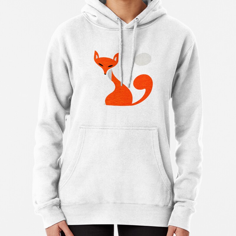 Fox and Moon Semicolon Version Pullover Hoodie