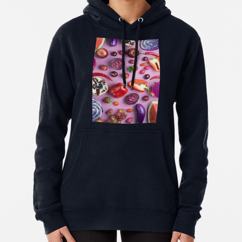 Red food on pink Pullover Hoodie