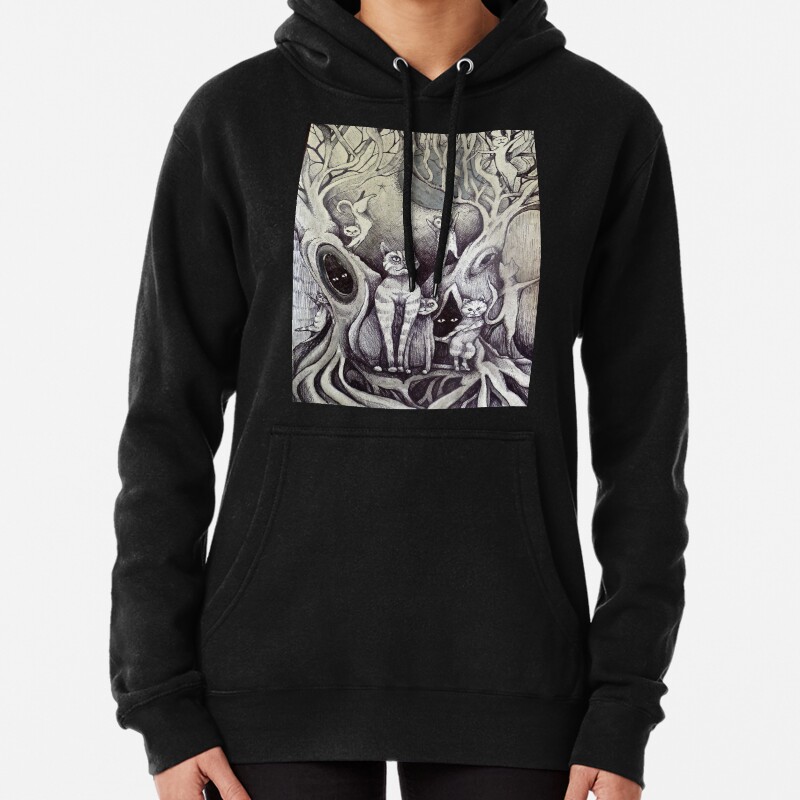 They danced under the light of the moon cat art Pullover Hoodie