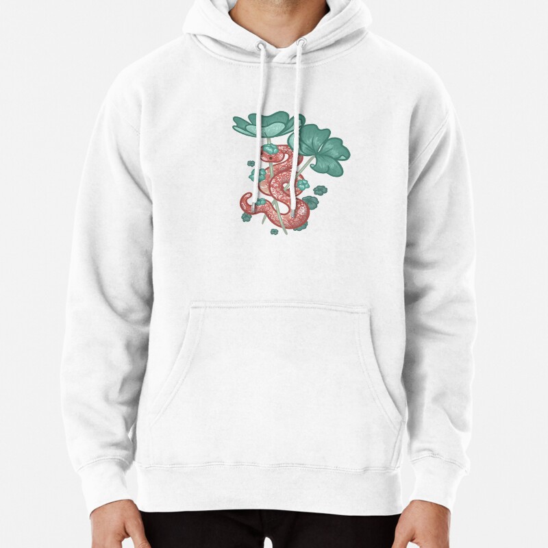Red Snake Surrounded by the Clover Leaf Pullover Hoodie