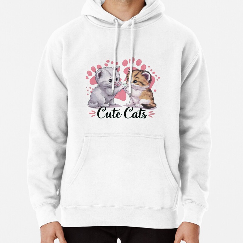 Cute Cats Playing Togther Pullover Hoodie