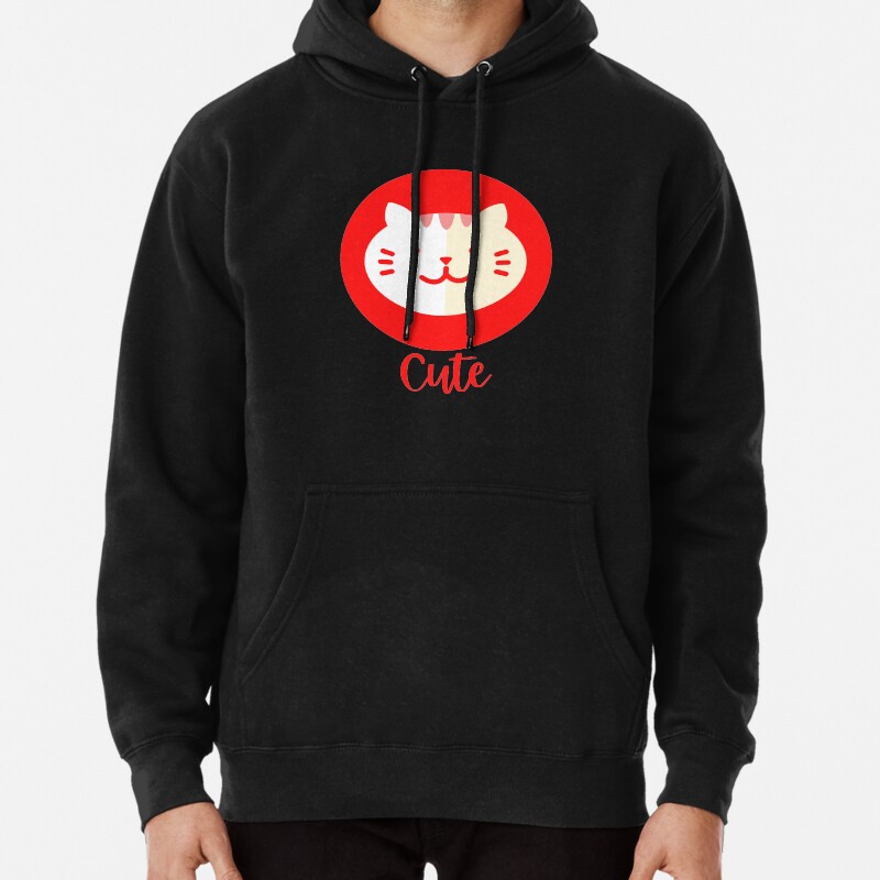 Cute Cat With Red Nose Pullover Hoodie