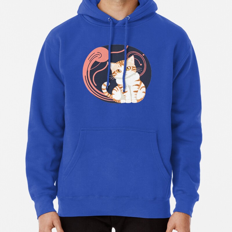 Cute yellow tabby cat, Pullover Hoodie