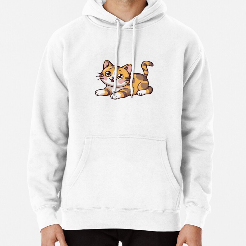 Cartoon cat laying Pullover Hoodie