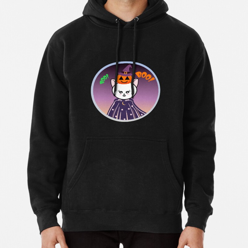 Cute halloween magic cat Pullover Hoodie