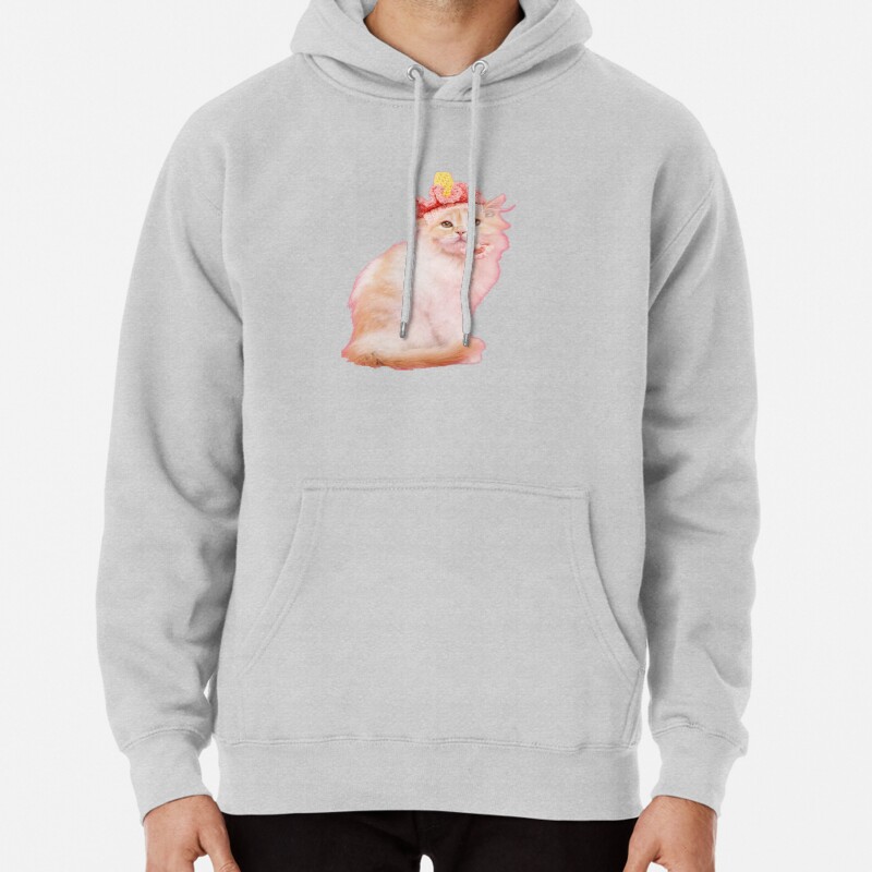 Cute pink cat meow  Pullover Hoodie