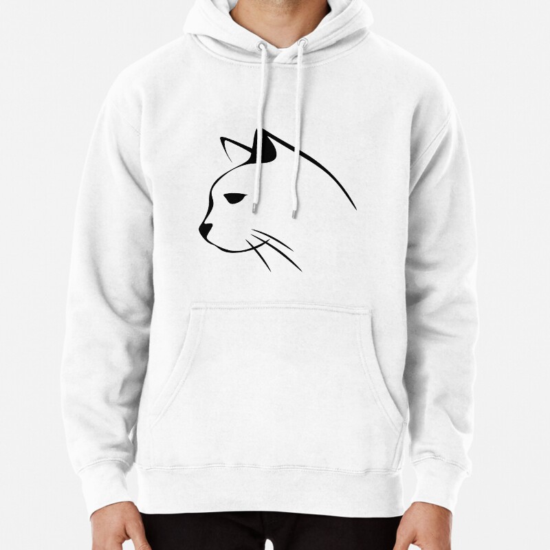 Cute Cat Silhouette Pullover Hoodie