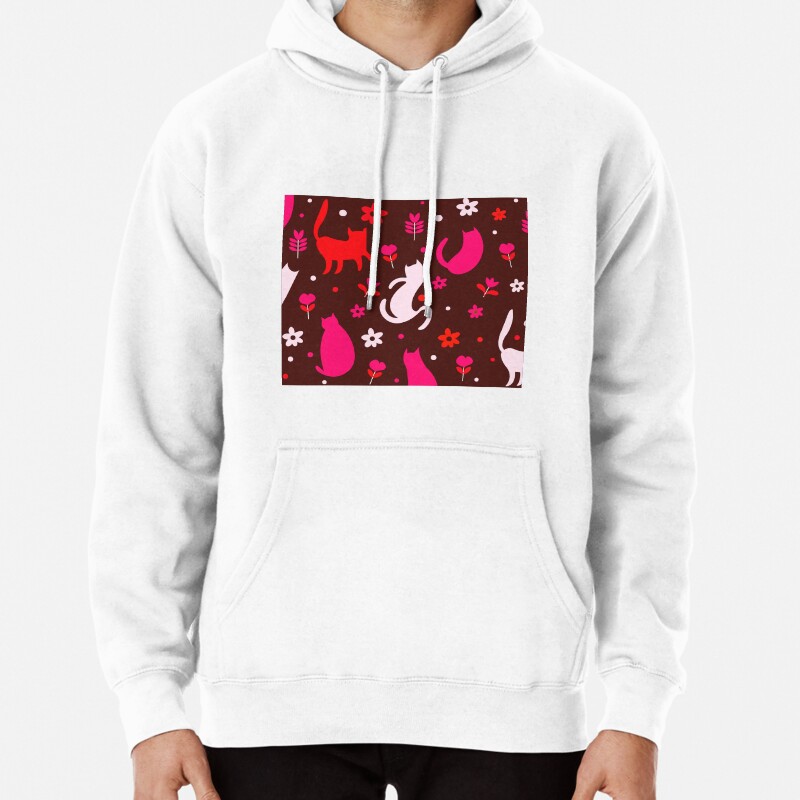 Black cat pattern Pullover Hoodie
