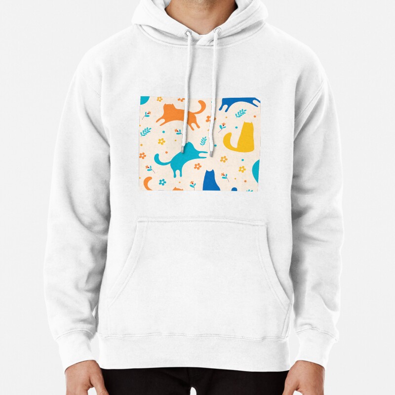 Black cat pattern Pullover Hoodie