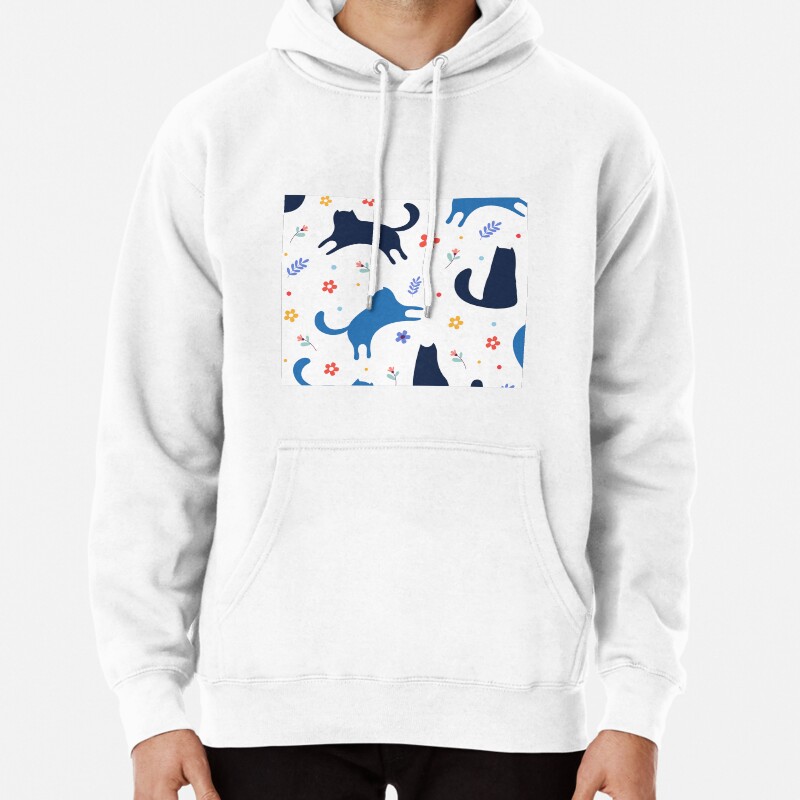 Black cat pattern Pullover Hoodie