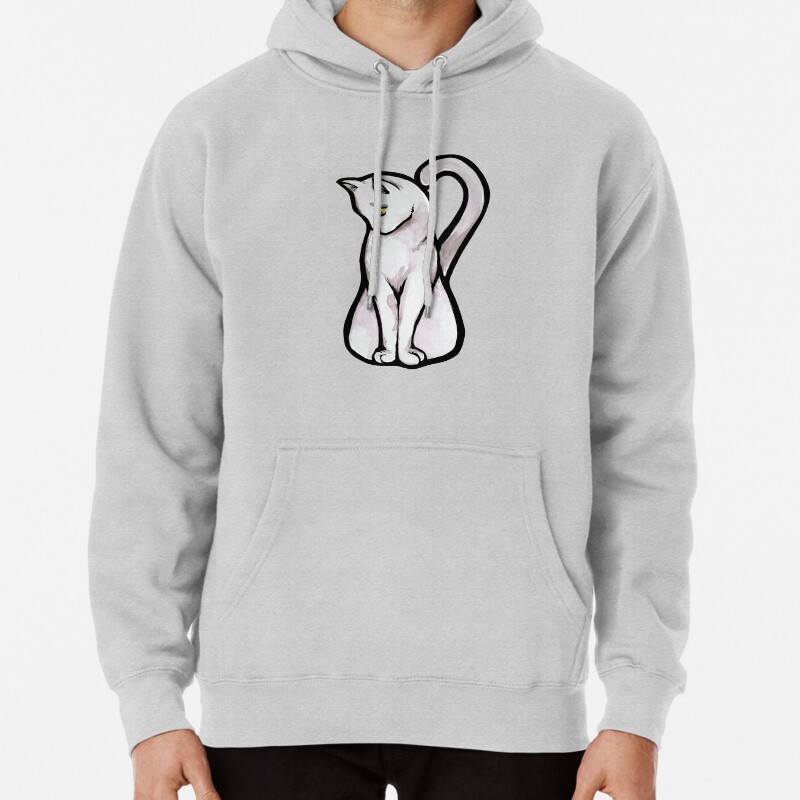 Cute White Cat Pullover Hoodie