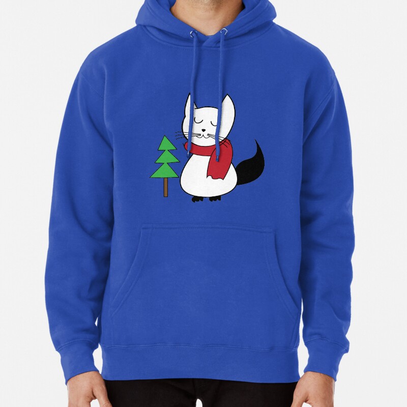 Cute Christmas Cat, Cute Winter Cat, Cute Christmas Winter Cat Pullover Hoodie