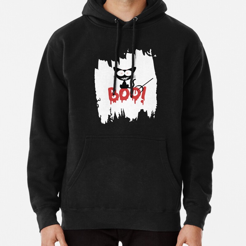 Devil cat scares on halloween Pullover Hoodie