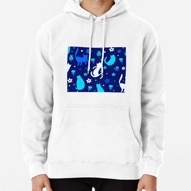 Black cat pattern Pullover Hoodie