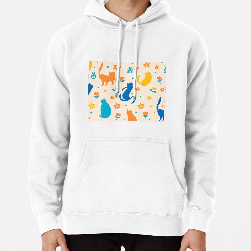 Black cat pattern Pullover Hoodie