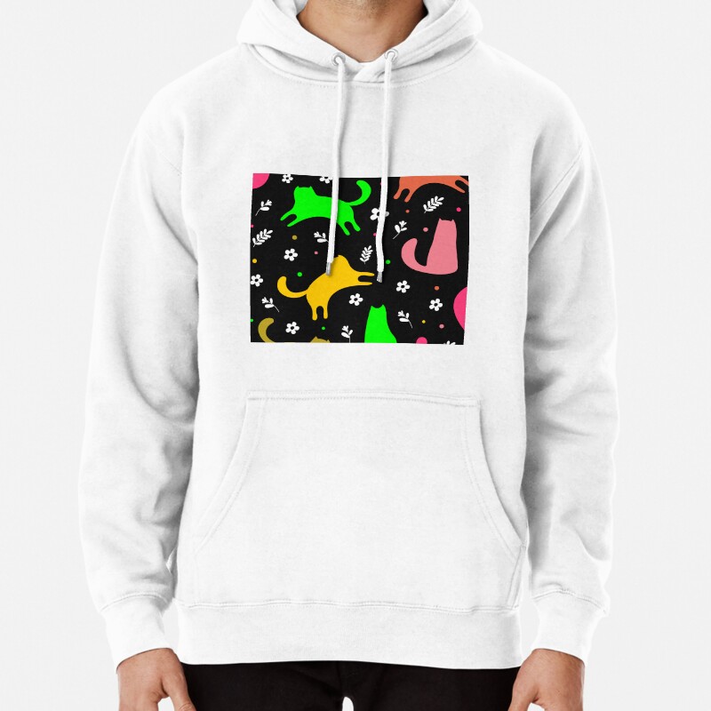 Black cat pattern Pullover Hoodie