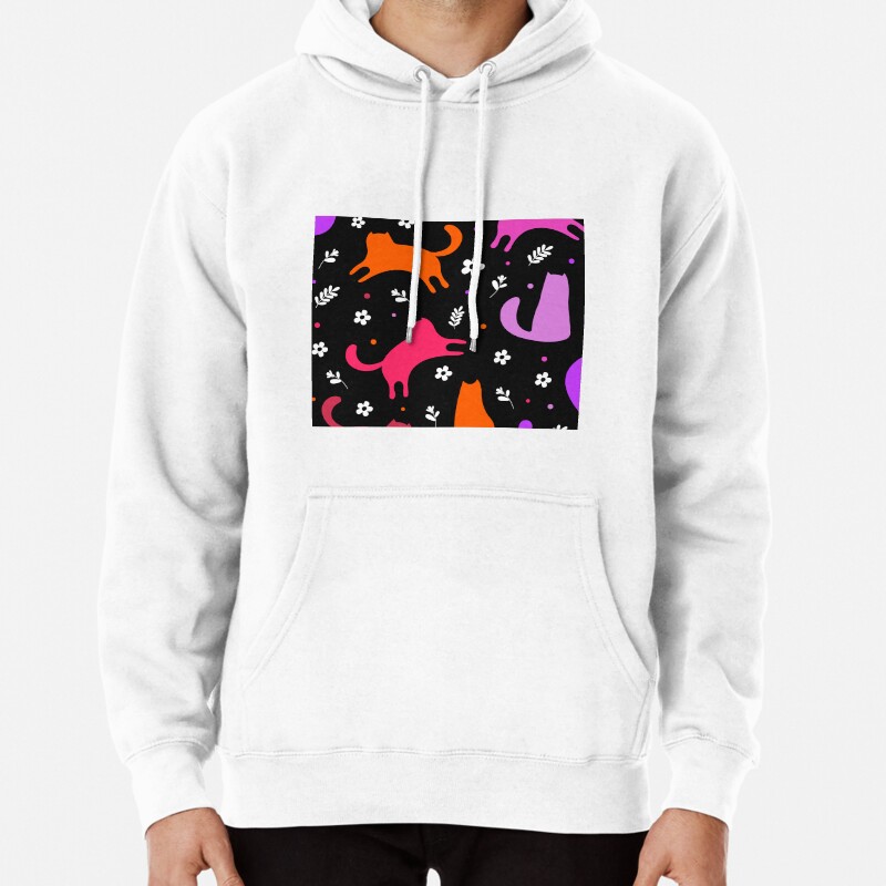 Black cat pattern Pullover Hoodie