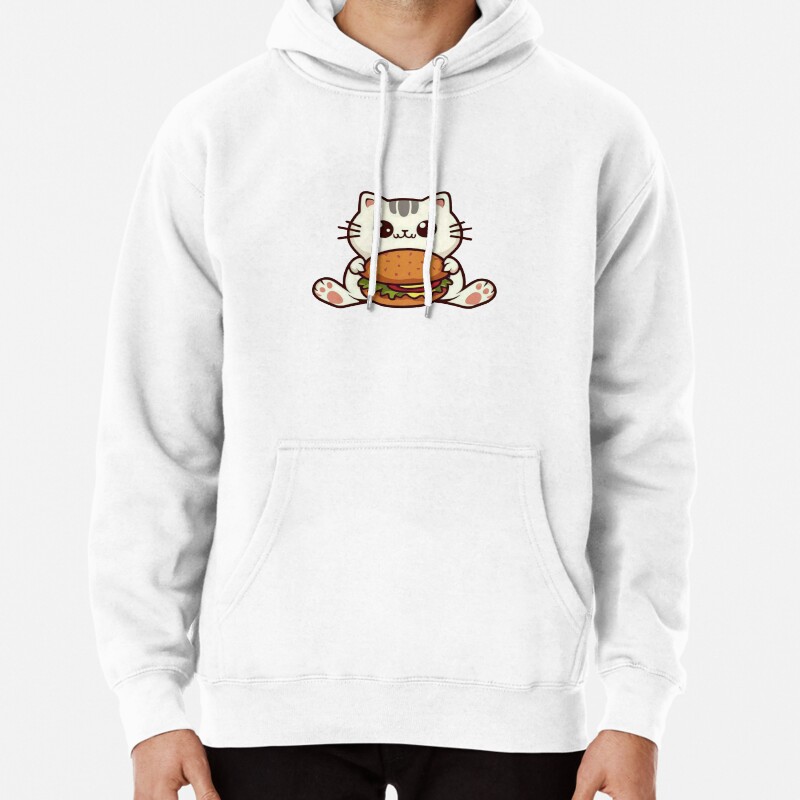Cat and hamburger Pullover Hoodie
