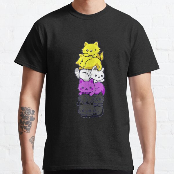 Nonbinary Pride Cat LGBT Non Binary Flag Cute Cats Pile T-Shirt Classic T-Shirt
