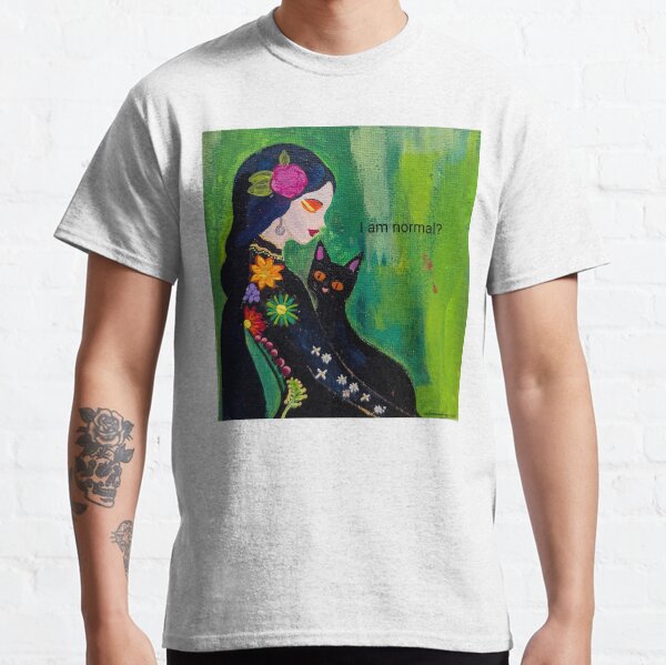 I am normal? Cat and girl painting Classic T-Shirt