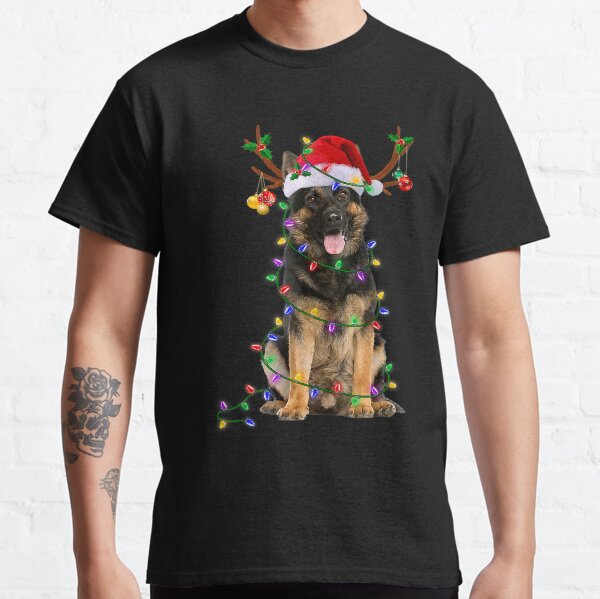 German Shepherd GSD Dog Christmas Lights Xmas 0 Dog Lover Classic T-Shirt