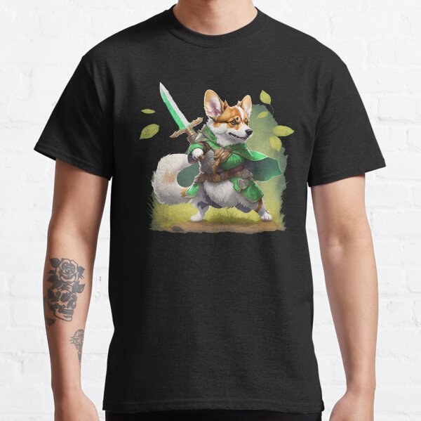 Greenwarden Corgi Druid, Fantasy cartoon dog Classic T-Shirt