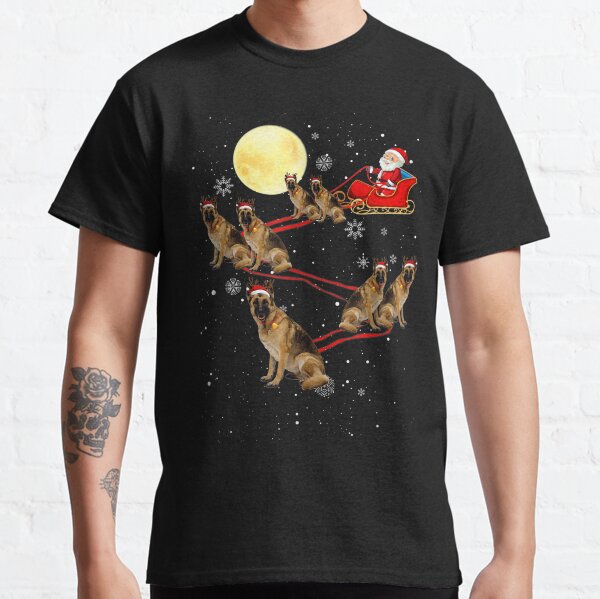 German Shepherd Dog Santa Sleigh Reindeer Christmas Xmas Classic T-Shirt