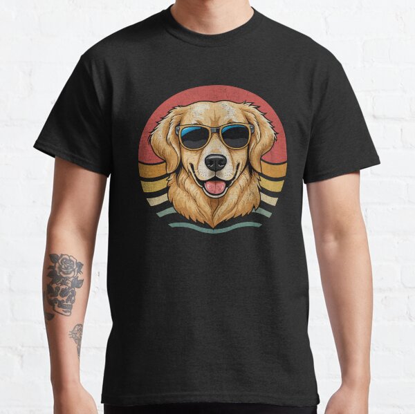 Golden Retriever Sunset Retro Dog Lover Classic T-Shirt