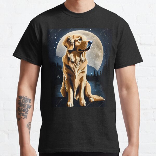 Golden Moonlight Guardian Golden Retriever Night Lake Camp Classic T-Shirt