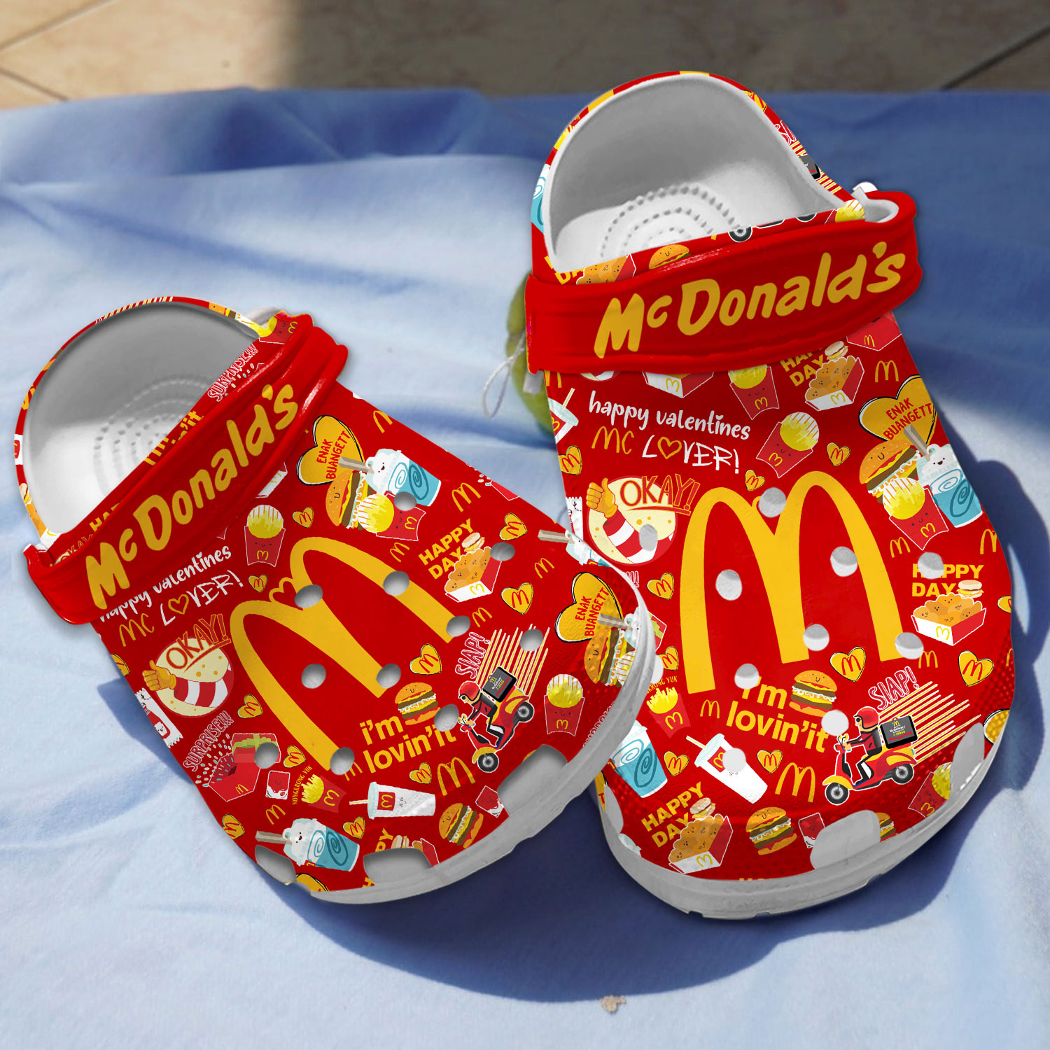 Happy Day Love McDonald Red, Happy Day Love Crocs Clogs