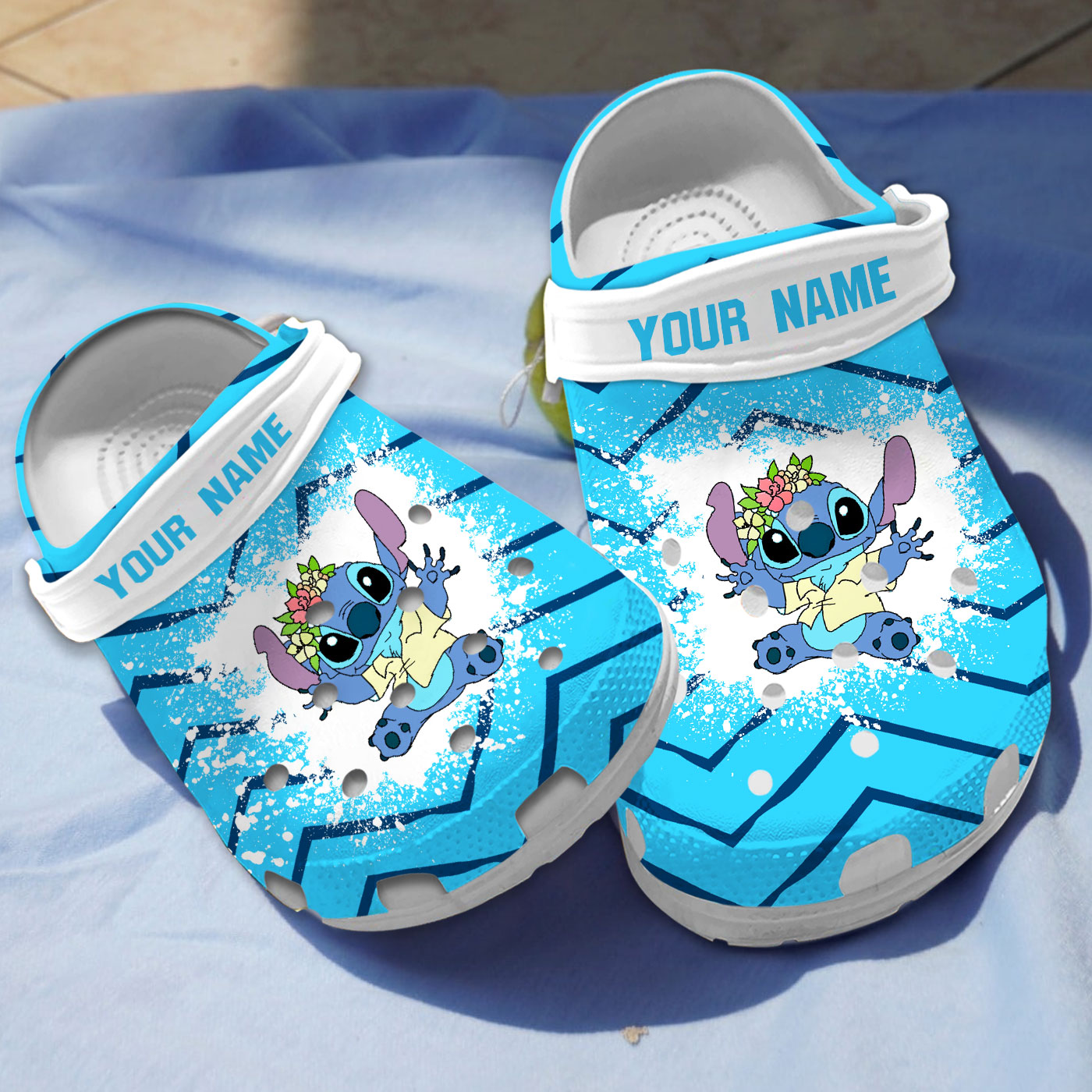 Stitch Zigzag Paint Burst, Stitch Zigzag Paint Crocs Clogs