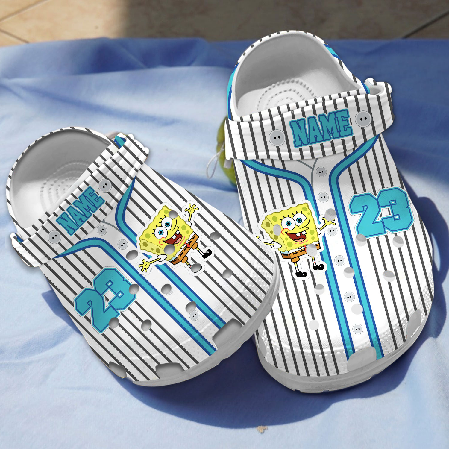 Spongebob Pinstripe Pattern, Spongebob Pinstripe Pattern Crocs Clogs