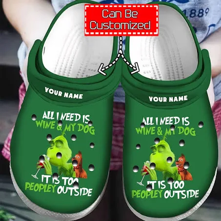 Drinking Green Grinch Slippers Lovely Dog, Drinking Green Grinch Crocs Clogs