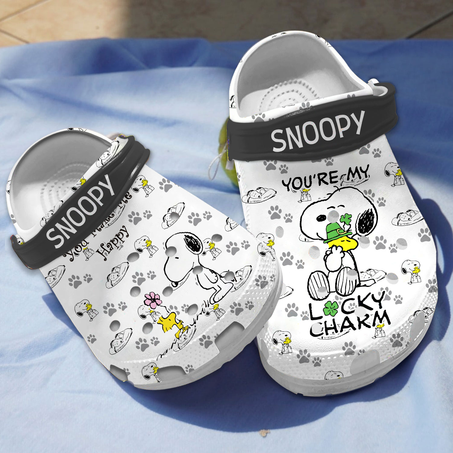 You Make Me Happy You My LuckY Charm St. Patrick Day Snoopy, You Make Me Crocs Clogs
