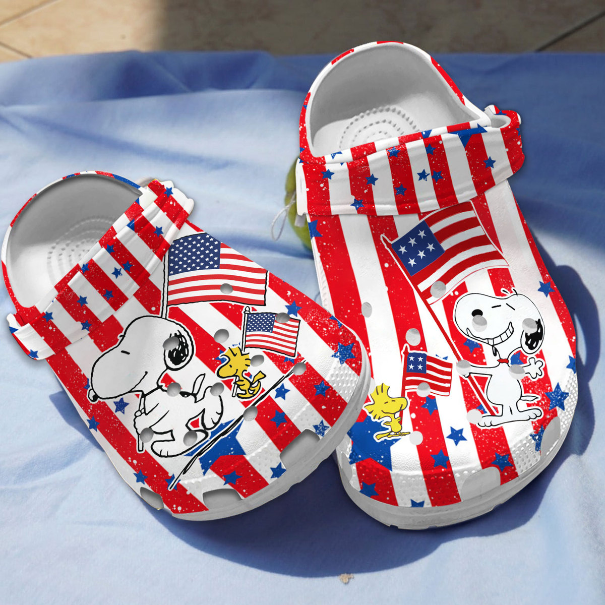 Amazing The Fourth Of July American Flags Snoopy Shoes, Amazing The Fourth Crocs Clogs
