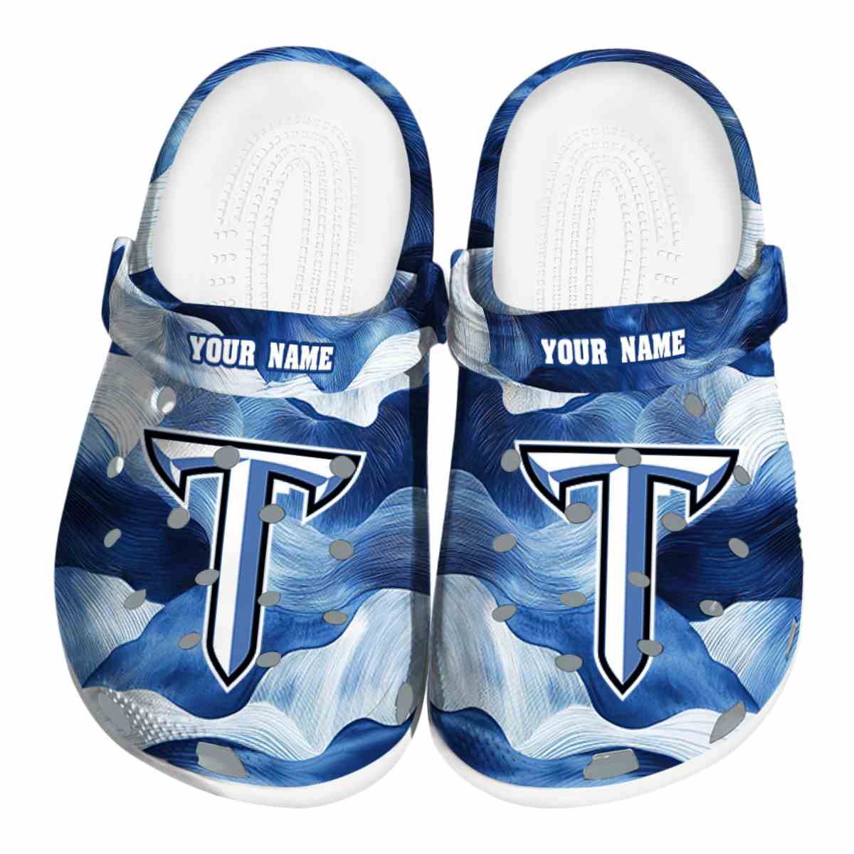 Troy Trojans Ocean Waves, Troy Trojans Ocean Crocs Clogs