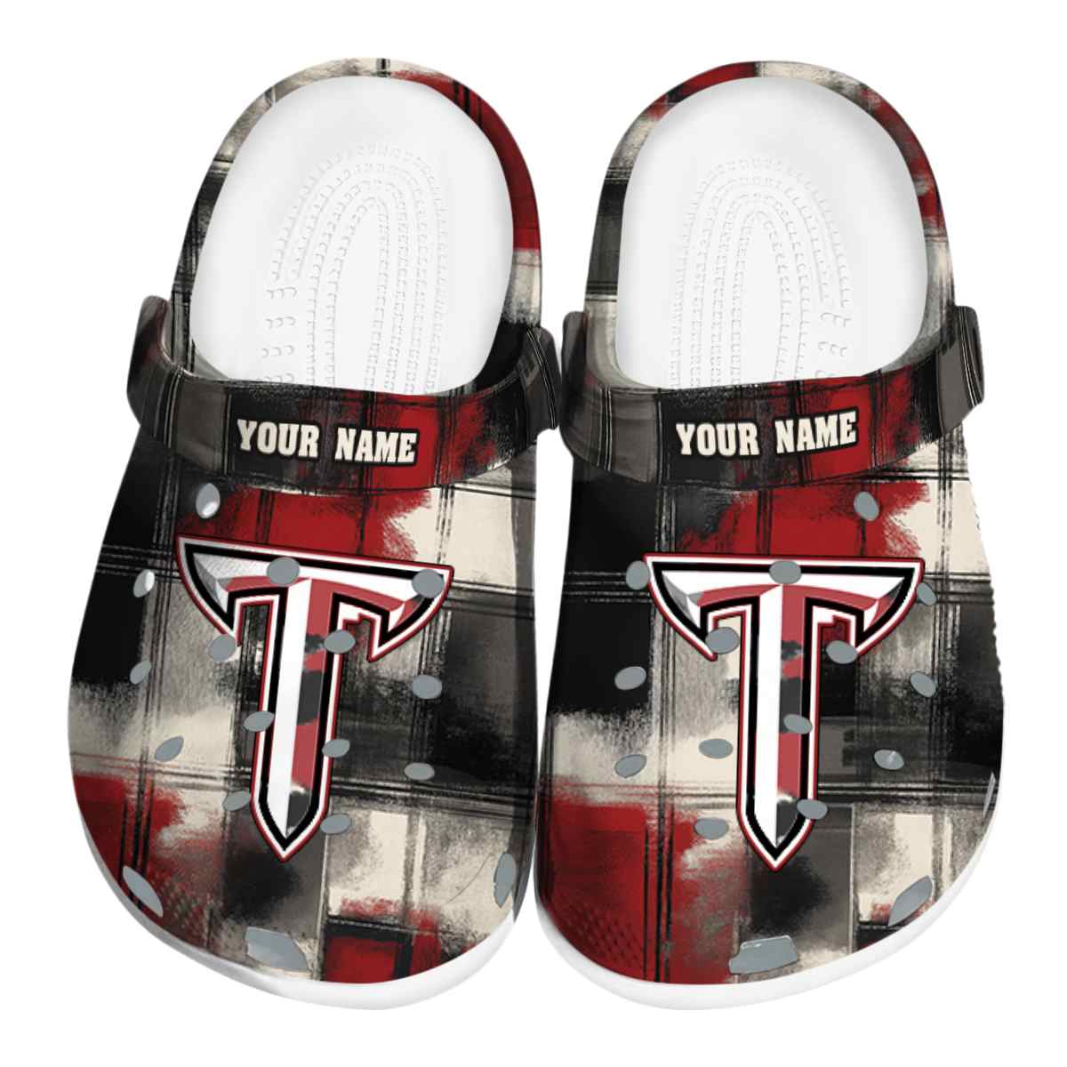 Troy Trojans Plaid Fusion, Troy Trojans Plaid Crocs Clogs