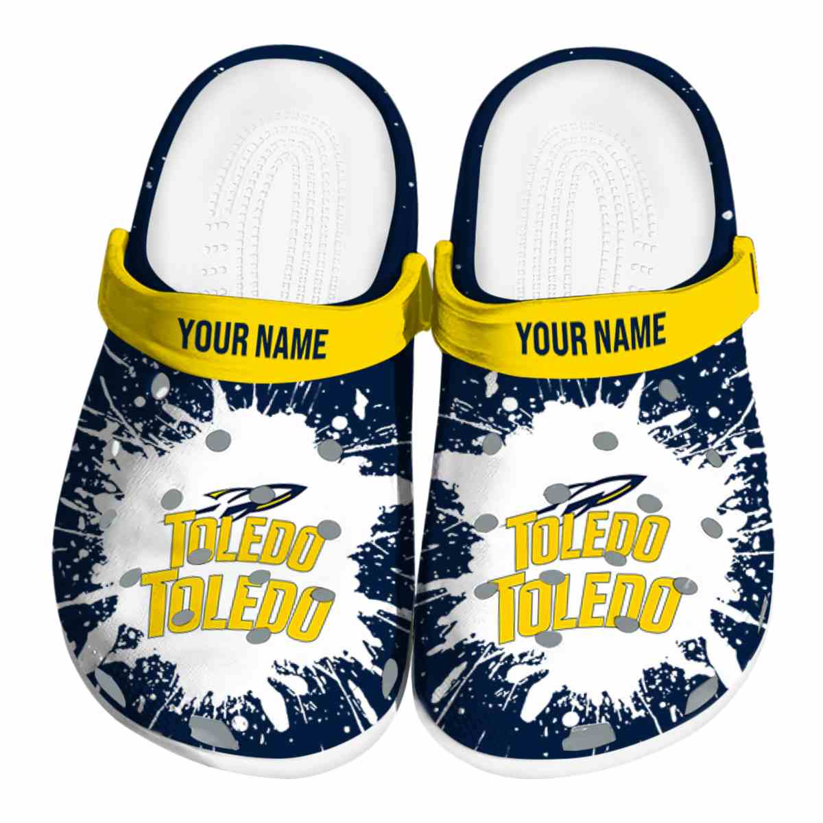 Toledo Rockets Splash Art, Toledo Rockets Splash Crocs Clogs