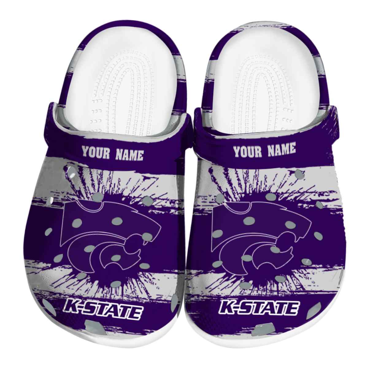 Kansas State Wildcats Paint Splatter Graphics, Kansas State Wildcats Crocs Clogs