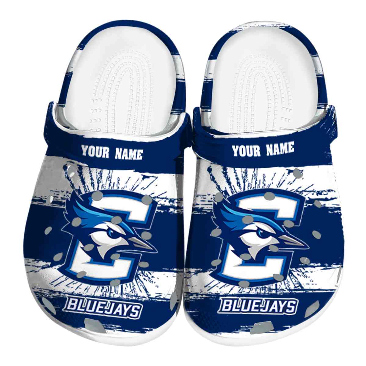 Creighton Bluejays Paint Splatter Graphics, Creighton Bluejays Paint Crocs Clogs