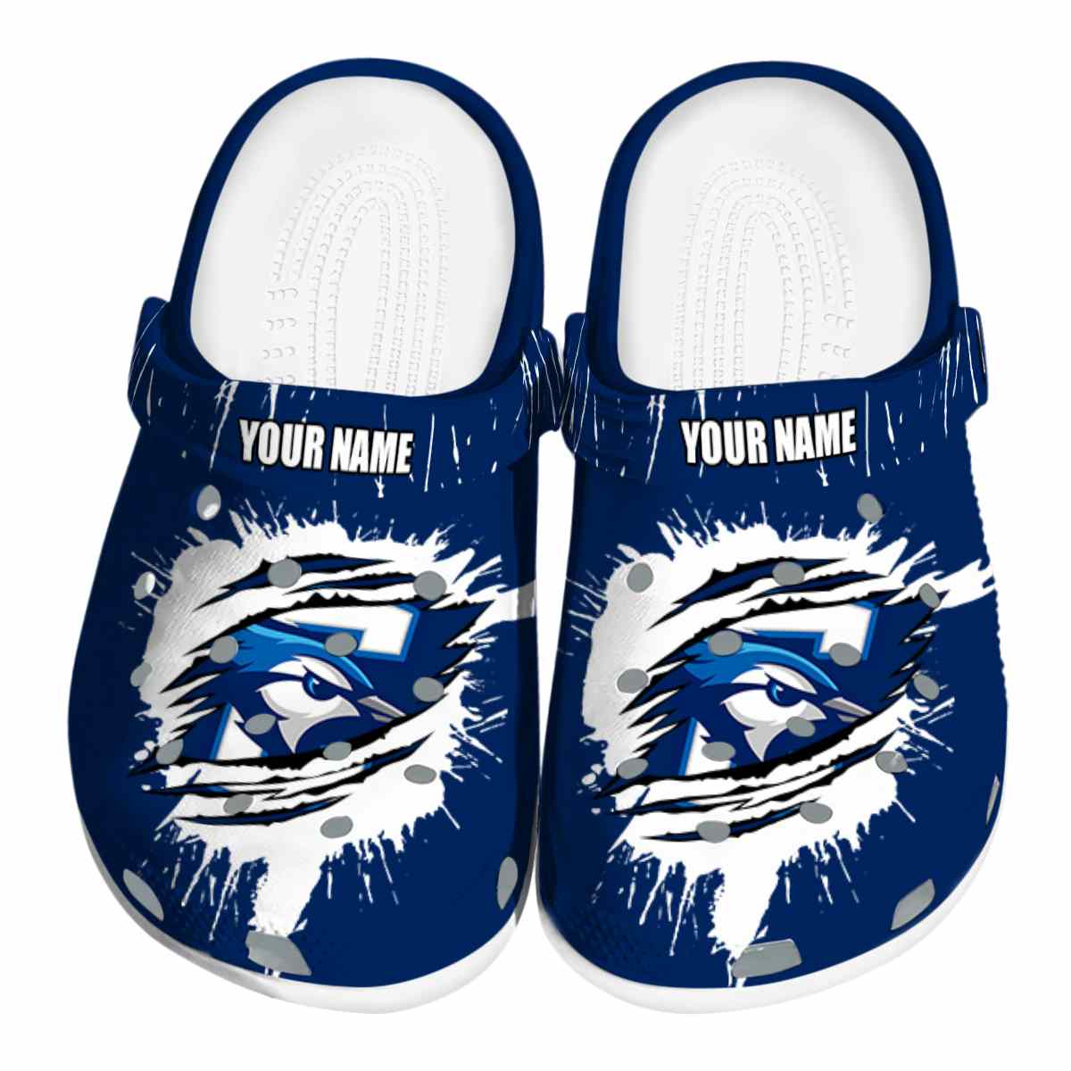 Creighton Bluejays Splash Motif, Creighton Bluejays Splash Crocs Clogs