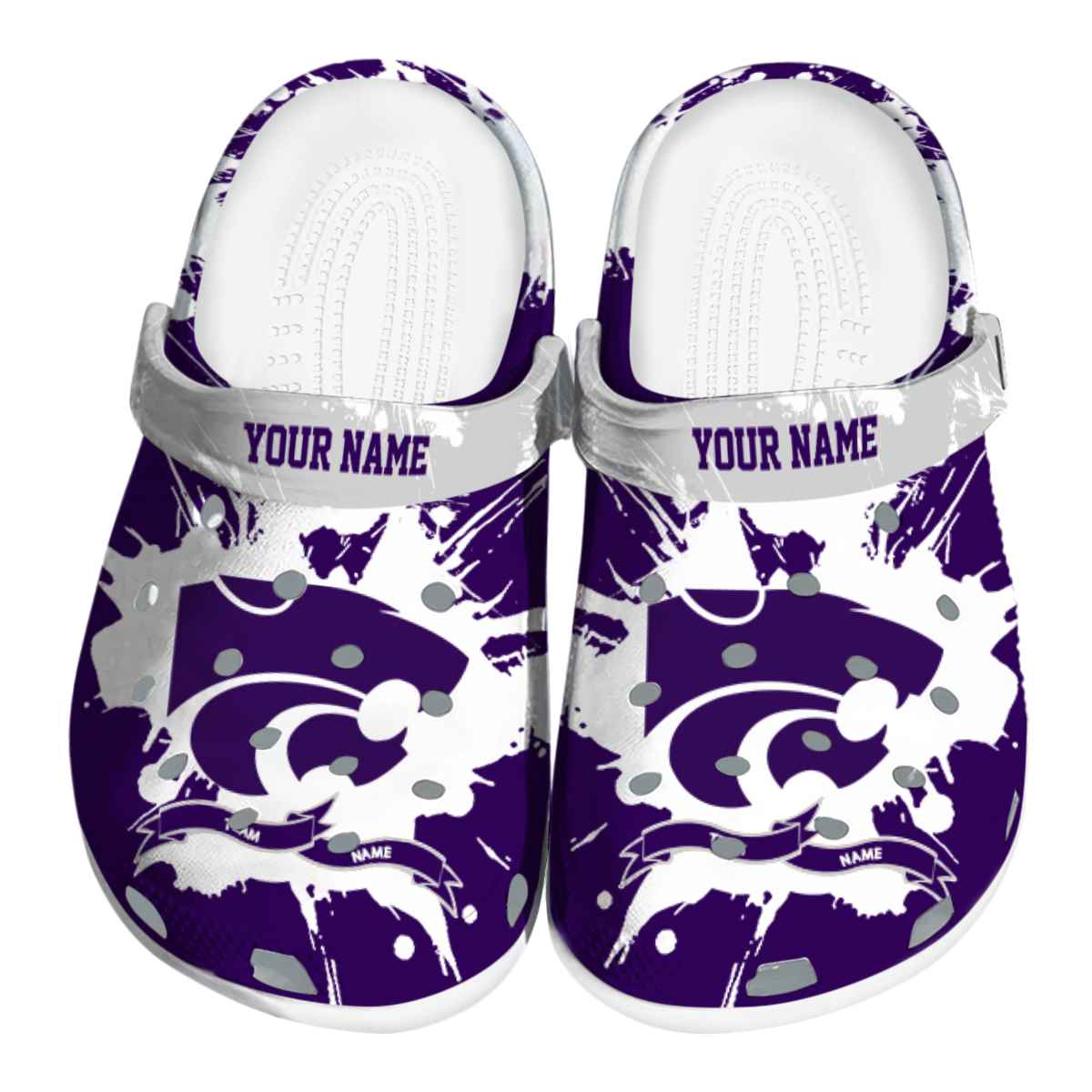 Kansas State Wildcats Splatter Pattern, Kansas State Wildcats Crocs Clogs